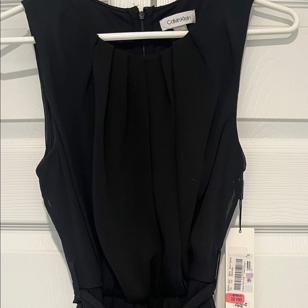 NWT Calvin Klein Chiffon Black Dress with tie waist